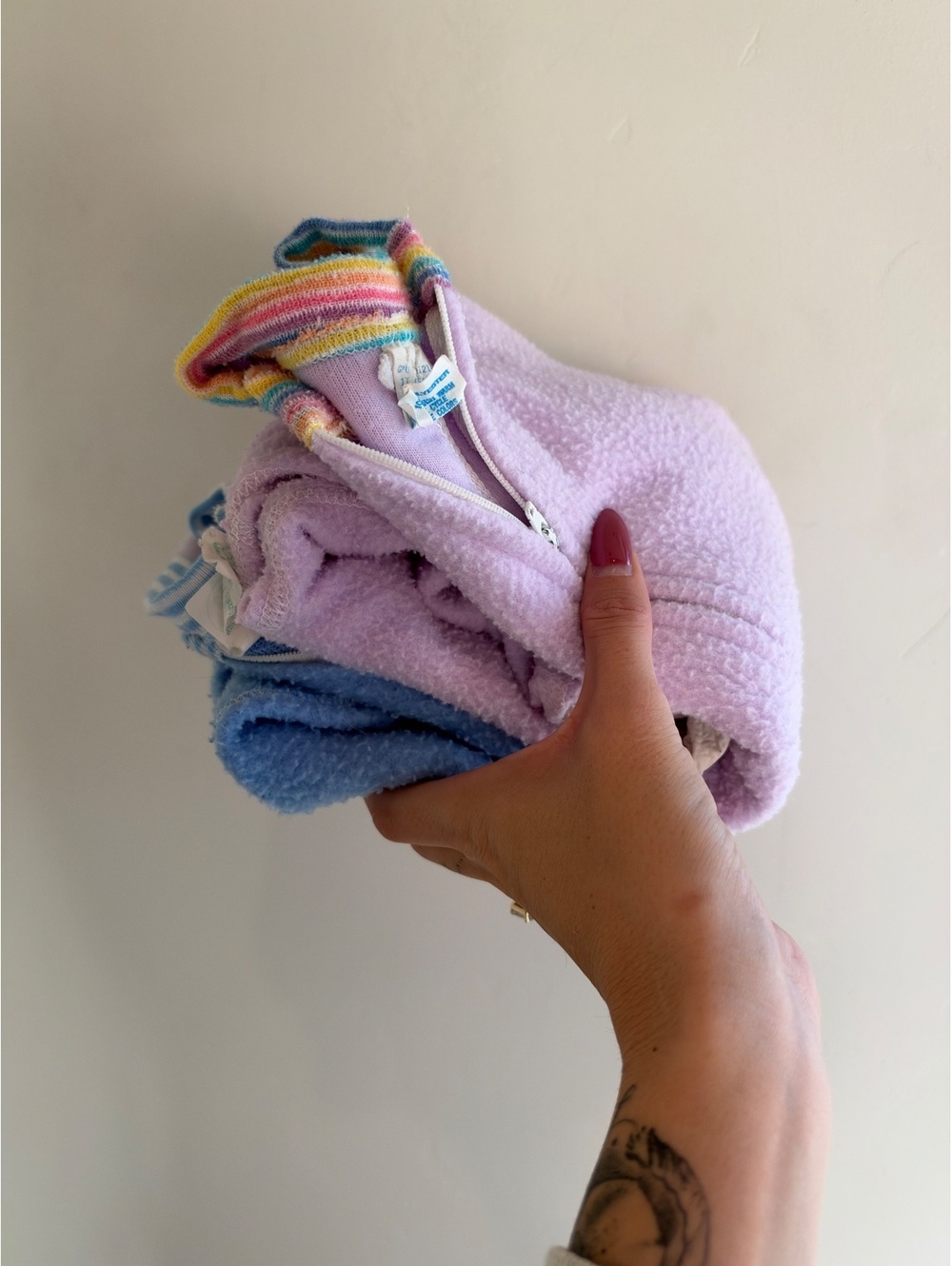 Vintage Baby Fleece Footed Sleeper Bundle Size Newborn & Small Rainbow Trim